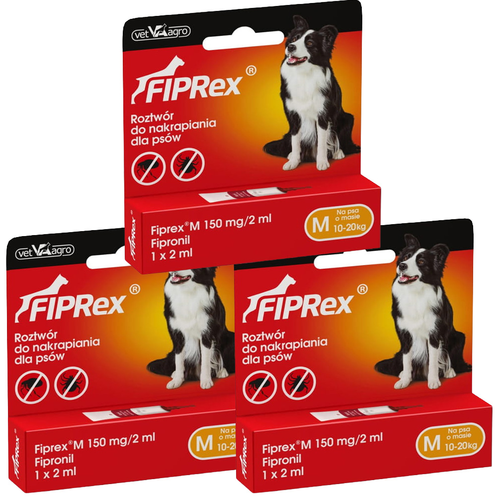 Fiprex M KROPLE na Pchły Kleszcze dla Psa 10-20kg 3x2ml